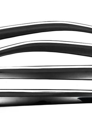 Ветровики с хромированным молдингом (4 шт., sunplex chrome) для volkswagen amarok 2010-2022 гг