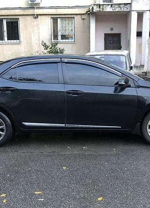 Ветровики с хромированным молдингом (4 шт, niken) для toyota corolla 2013-2019 гг