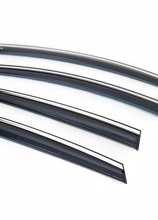 Ветровики с хромированной полосой hb/sd (4 шт, niken) для opel astra j 2009-2015 гг