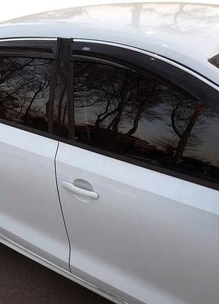 Ветровики с хромированной полосой (4 шт, niken) для volkswagen jetta 2011-2018 гг