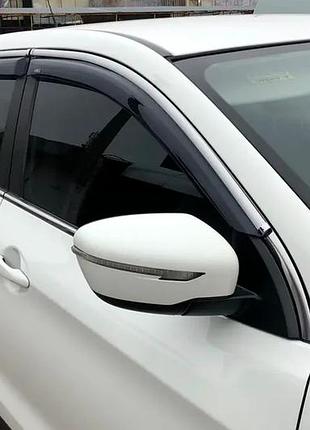 Ветровики с хромированным молдингом (4 шт, hic) для nissan qashqai 2014-2021 гг
