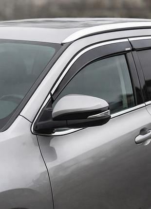 Ветровики с хромированным молдингом (4 шт, niken) для toyota highlander 2013-2019 гг