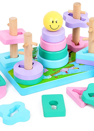 Деревянный игровой набор геосортер-пирамидка md2112p