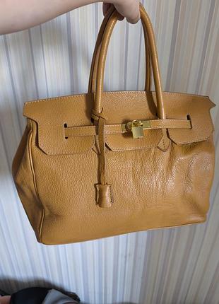 Шикарна жіноча велика шкіряна сумка genuine leather, made in italy.