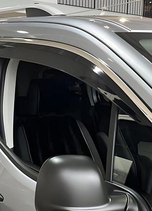 Ветровики с хромированным молдингом (2 шт, niken) для peugeot partner/rifter 2019- гг