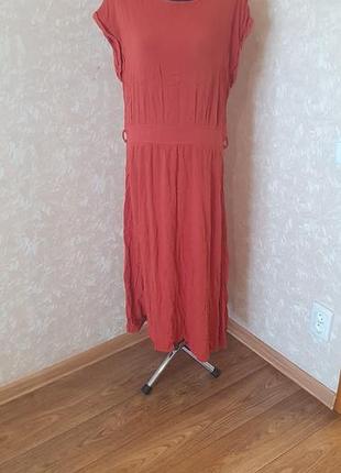 Терракотовое платье миди shein из текстурной ткани, размер xl (44)