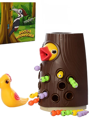 Магнитная игра накорми птенцу by-5004 doctor woodpecker с дятлом и червячками 12 шт