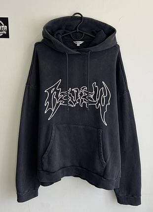 Худи review never established washed black оверсайз кофта с капюшоном l