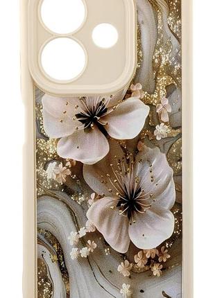 Чохол shock case print для oppo a3x 4g / 5g (cph2681/cph2641) бампер силіконовий колір бежевий з малюнком квіти