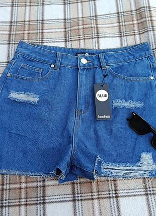 Шорти жіночі boohoo джинсові рвані сині