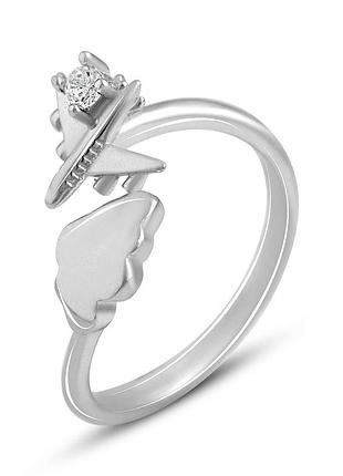 Серебряное кольцо komilfo с фианитами, вес изделия 2,22 гр (2134770) adjustable размер