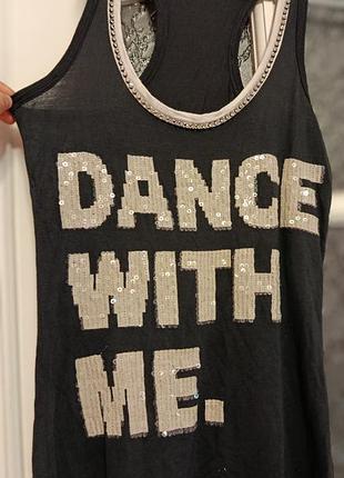 Черная майка river island с пайетками dance with me