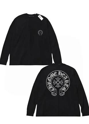 Чорний лонгслів chrome hearts logo унісекс хром хартс