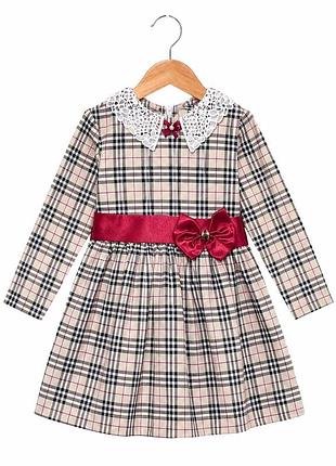 Платье burberry с сетевым воротничком и поясом