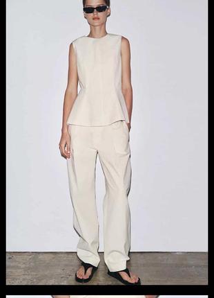 Костюм брючний жіночий новий молочний бежевий zara