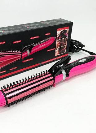 Плойка-утюжок 3в1 geemy gm-2922, современные щипцы для завивки волос, прибор для завивки pink