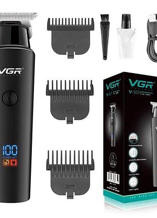 Триммер для волос vgr v-937, с usb-кабелем для зарядки, светодиодным дисплеем, 3 насадками