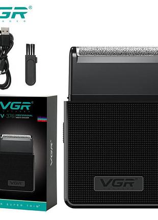 Электробритва vgr v-376 black шейвер, бюджетная машинка для стрижки бороды, беспроводная электробритва