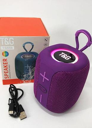 Портативная bluetooth колонка tg658 8w с rgb подсветкой беспроводная портативная мощная. цвет: фиолетовый