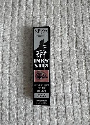 Гелева підводка для очей nyx professional makeup epic inky stix 01 black screen
