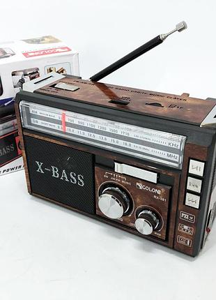 Радиоприёмник портативное радио golon rx-381 аккумуляторный ретро колонка usb sd mp3 fm brown