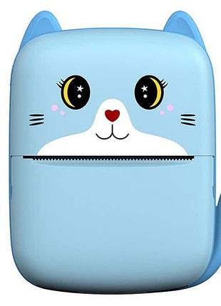 Портативный детский термопринтер с bluetooth a8 cat мини принтер для телефона blue