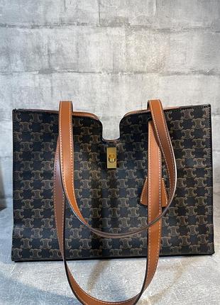 Leather country. велика шкіряна сумка італійського виробництва celine