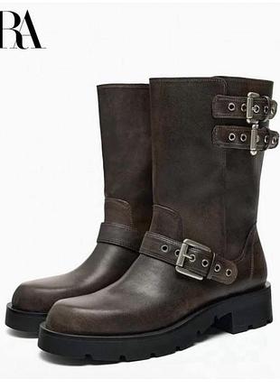 Коричневі чоботи тренд 39 zara