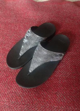 Жіночі чорні в'єтнамки fitflop зі срібним верхом eur 42 us 10 uk 8