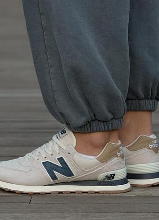 Кроссовки new balance 574 classic beige blue
