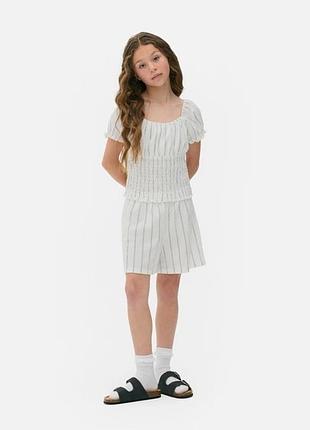 Набір primark 13-14 років або s-m розмір для дівчинки жатка в полоску топ шорти