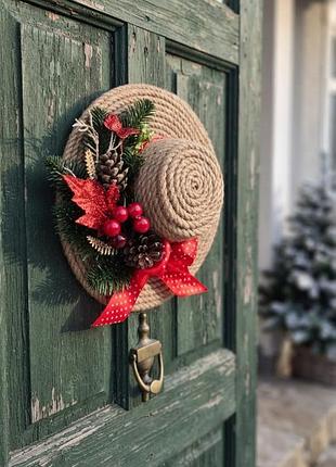 Новогодний декоративный шляпка-венчик ручной работы 21 см 🎄✨