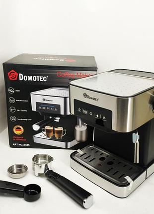 Рожковая кофемашина кофеварка domotec ms-136 1.6л 850вт 15 бар
