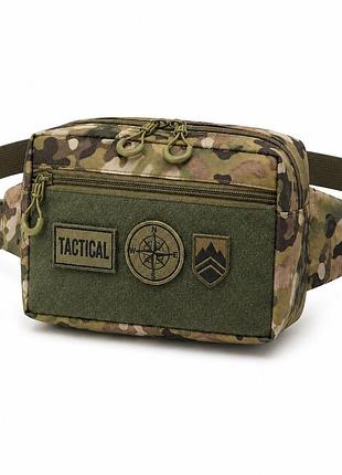 Тактична сумка-бананка multicam для патчів і шевронів cordura, поясна сумка унісекс 25×17×7 см