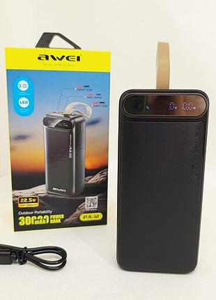 Внешний аккумулятор power bank awei pa-12 30000mah pd22,5w быстрая зарядка
