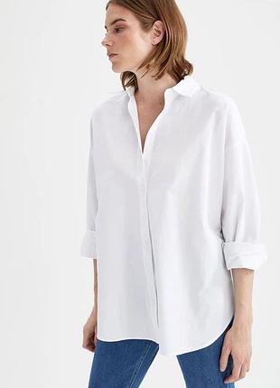 Белая базовая женская рубашка massimo dutti