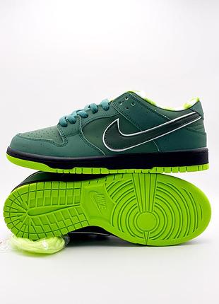 Зеленые кроссовки унисекс nike sb dunk low green lobster х данк 42
