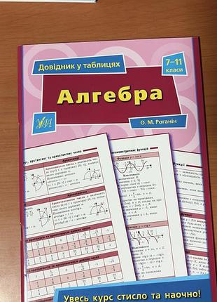 Книга алгебра. довідник у таблицях (7–11 класи) о. м. роганін