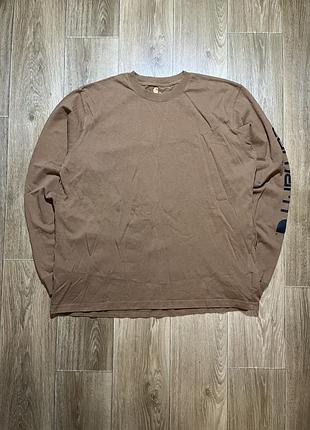 Лонгслів carhartt коричневий з логотипом, розмір xl