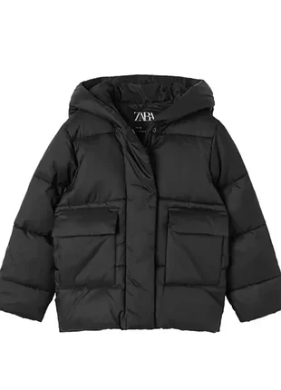 Пуховик для дівчинки zara куртка оверсайз чорний 152