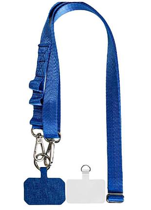Шнурок широкий с двумя креплениями (2см) 140см navy blue