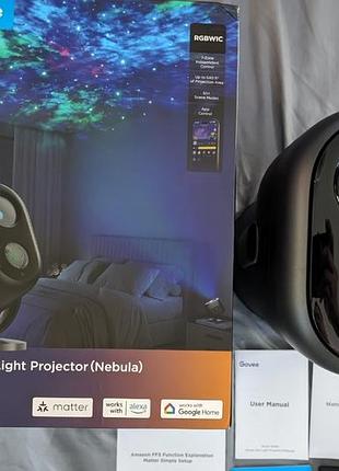 Домашний умный проектор звездного неба и туманностей govee star light projector (nebula) с поддержкой технологии matter, rgbwic, встроенным динамиком