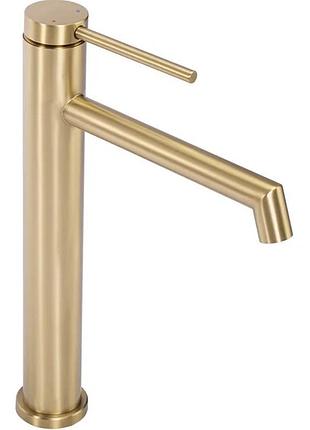 Смеситель для раковины (умывальника) rea foss brushed gold золотой матовый высокий