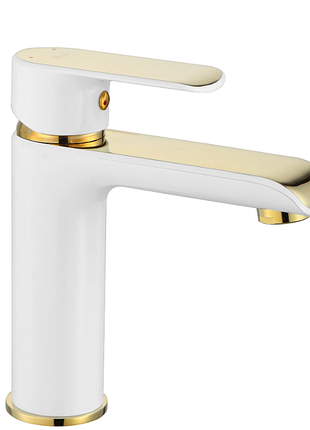 Смеситель для раковины (умывальника) rea bloom white gold низкий