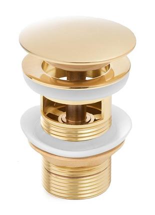 Донный клапан для раковины yoka click-clack gold с переливом *
