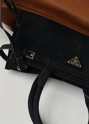 Сумка жіноча medium suede tote bag чорний через плечо