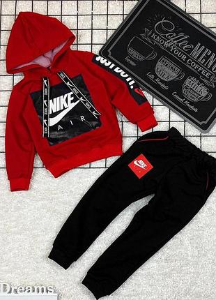 Детский спортивный костюм для мальчика "nike" найк, рост 86-98, (рост 86-92, 92-98, примерно 1,5-2, 2-3 года), новый, цвет: чёрный с красным