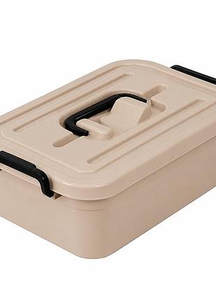 Пластиковый ящик stenson pb-966 с крышкой для хранения 3,8 л 19,5×28×10,5 см бежевый