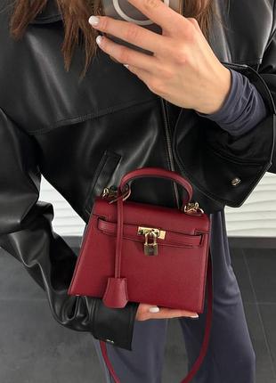 ❤️🖤kelly idealism 20 premium🖤❤️ натуральная кожа брендовая вишнёвая кожаная сумка люкс качество стильный подарок девушке