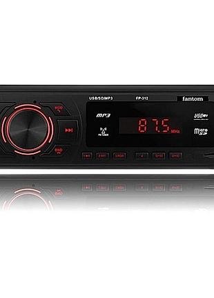 Автомагнітола fantom fp-312 black red usb sd підсил кач.звука bluetooth 4x40w